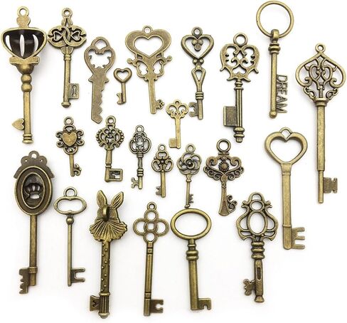 Sailanzi 45 قطعة العتيقة برونزية نمط خمر الهيكل العظمي مفاتيح السحر ل عقد دي اي واي سوار النتائج مجوهرات صنع الإكسسوارات SM107 in Kuwait