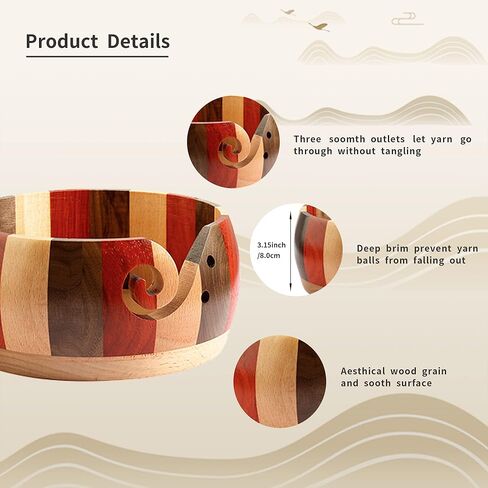 Wooden Yarn Bowls for Crocheting Crochet Bowl Knit Bowls for Yarn Crochet Basket Wool Storage Basket Round with Holes Handmade Craft Crochet Kit Organizer Perfect for Mother's Day (Multicolor) in Kuwait