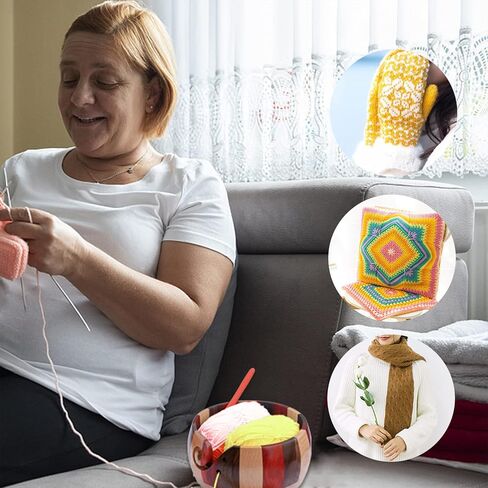 Wooden Yarn Bowls for Crocheting Crochet Bowl Knit Bowls for Yarn Crochet Basket Wool Storage Basket Round with Holes Handmade Craft Crochet Kit Organizer Perfect for Mother's Day (Multicolor) in Kuwait