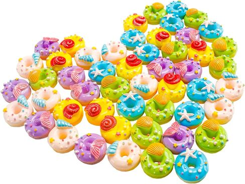 50 قطعة من الراتنج على شكل دونات مصغرة محاكاة دلايات دونات ملونة على شكل دونات لمنزل صغير 1:12، مجموعات مطبخ مصغرة لتزيين حافظة الهاتف بنفسك، اكسسوارات مجوهرات in Kuwait
