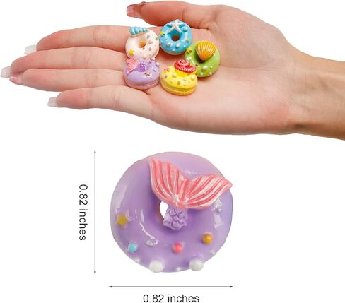 50 قطعة من الراتنج على شكل دونات مصغرة محاكاة دلايات دونات ملونة على شكل دونات لمنزل صغير 1:12، مجموعات مطبخ مصغرة لتزيين حافظة الهاتف بنفسك، اكسسوارات مجوهرات in Kuwait
