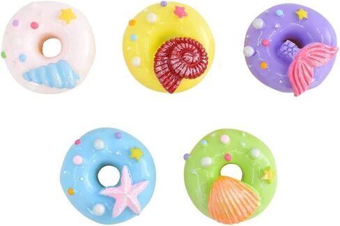 50 قطعة من الراتنج على شكل دونات مصغرة محاكاة دلايات دونات ملونة على شكل دونات لمنزل صغير 1:12، مجموعات مطبخ مصغرة لتزيين حافظة الهاتف بنفسك، اكسسوارات مجوهرات in Kuwait