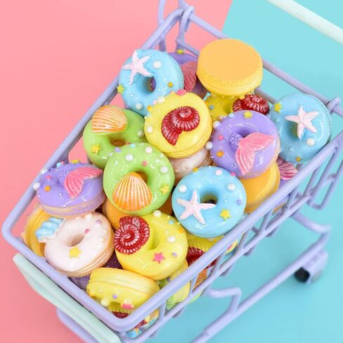50 قطعة من الراتنج على شكل دونات مصغرة محاكاة دلايات دونات ملونة على شكل دونات لمنزل صغير 1:12، مجموعات مطبخ مصغرة لتزيين حافظة الهاتف بنفسك، اكسسوارات مجوهرات in Kuwait