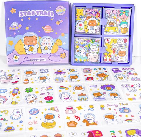 100 Sheets Kawaii Stickers Cute Pet Rabbit Bear Stickers Gifts Waterproof Water Bottle Laptop Scrapbook Vinyl Stickers in Kuwait