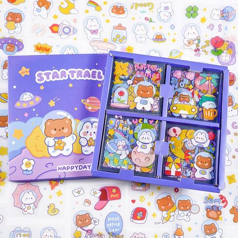 100 Sheets Kawaii Stickers Cute Pet Rabbit Bear Stickers Gifts Waterproof Water Bottle Laptop Scrapbook Vinyl Stickers in Kuwait
