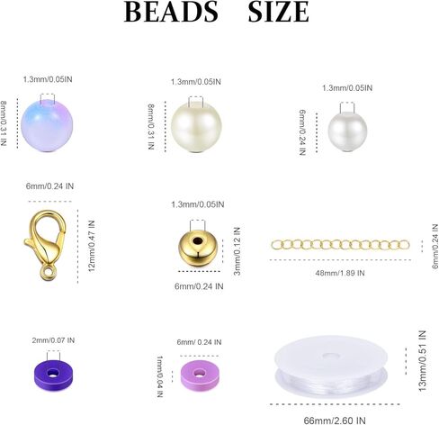 NIUSIMAN 1000pcs Beads for Bracelets Making with 8mm Glass Beads, Blue Flat Round Polymer Clay Beads Strands,Pearl Beads, Gold Spacer Beads for Necklace Earring Jewelry Making Kit for Women in Kuwait