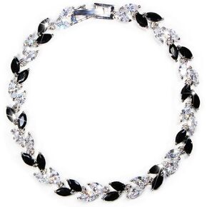 Me&Hz Crystal Tennis Link Bracelet Cubic Zirconia Birthstone Cz Bracelets Crystal Wedding Jewelry Bracelets for Women Girls