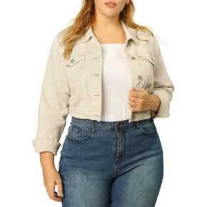 uxcell Women's Plus Size Button Closed Cropped Denim Jackets Stitching 2025 in Kuwait