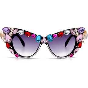 willochra Oversized Diamond Sunglasses Women Rhinestone Cat Eye Sunglasses Vintage Men bling party sunglasses Eyewear