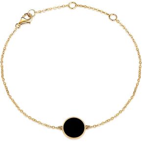 AGVANA 14K Solid Real Gold Mother of Pearl/Abalone/Turquoise/Black Onyx/Opal Coin Necklace Bracelet for Women Fine Jewelry Anniversary Birthday Gifts for Women Girls Mom Wife Girlfriend Her in Saudi Arabia