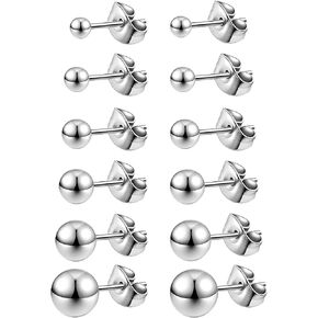 AoedeJ 6 Pairs Stainless Steel Stud Earrings Set Mens Earrings Stud Earrings for Women Hypoallergenic Mens Stud Earrings in Saudi Arabia