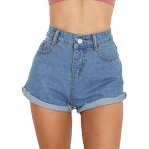 Women's Juniors Vintage Denim High Waisted Jeans Shorts