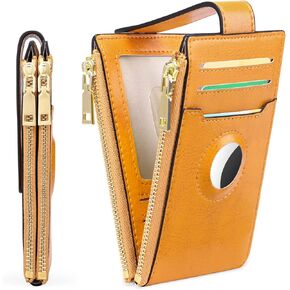 FALAN MULE Womens AirTag Wallet Genuine Leahter Bifold Credit Card Holder with Built-in Integrated Case for AirTag