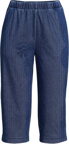Lands' End Womens Sport Knit Denim Capri Pants Medium Indigo Petite Large in Saudi Arabia
