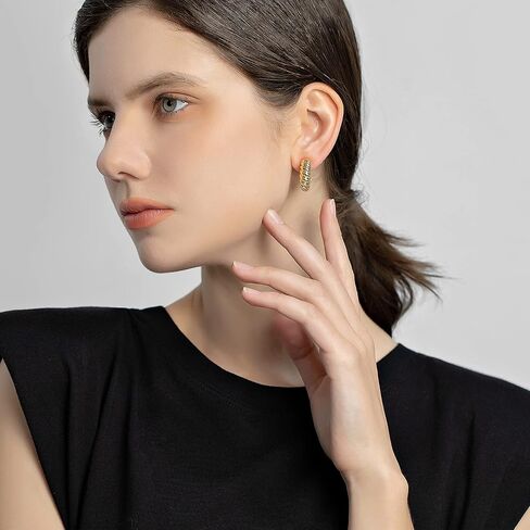 CLASSYZINT Gold Clip On Earrings for Women Small Chunky Hoop Earrings No Piercing Fake Earrings Hypoallergenic Jewelery Gift in Saudi Arabia