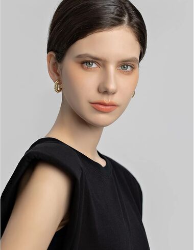 CLASSYZINT Gold Clip On Earrings for Women Small Chunky Hoop Earrings No Piercing Fake Earrings Hypoallergenic Jewelery Gift in Saudi Arabia