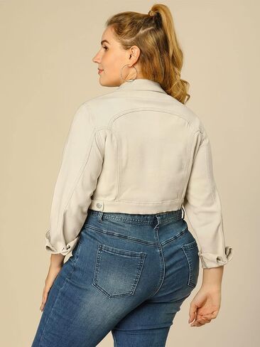 uxcell Women's Plus Size Button Closed Cropped Denim Jackets Stitching 2025 in Kuwait