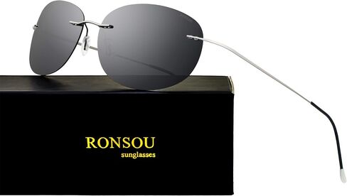 نظارات شمسية مستقطبة خفيفة للغاية بدون إطار من RONSOU للرجال والنساء، من التيتانيوم العتيق بدون إطار، ظلال عصرية ملونة in Kuwait