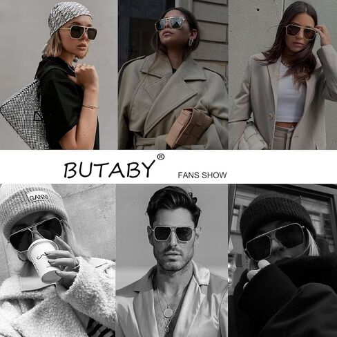 BUTABY Retro Sunglasses for Women Men Vintage Oversized Square Sun Glasses Classic Polarized Shades Large Metal Frame UV400 in Kuwait
