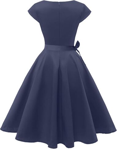 PUKAVT Women's 1950 Boatneck Cap Sleeve Vintage Swing Cocktail Party Dress with Pockets in Kuwait