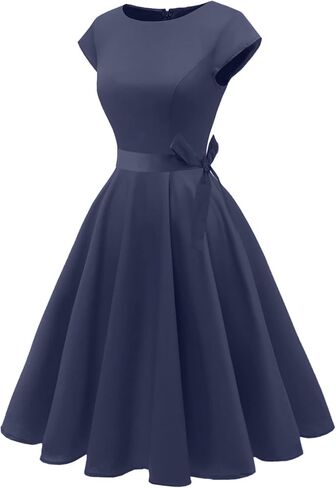 PUKAVT Women's 1950 Boatneck Cap Sleeve Vintage Swing Cocktail Party Dress with Pockets in Kuwait