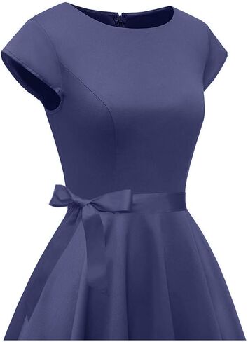 PUKAVT Women's 1950 Boatneck Cap Sleeve Vintage Swing Cocktail Party Dress with Pockets in Kuwait