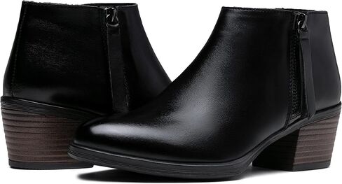 Women's Leather Ankle Boots, Low Heel Short Booties with Zipper in Saudi Arabia