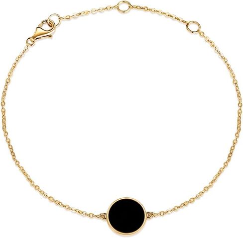 AGVANA 14K الصلبة الذهب الحقيقي أم اللؤلؤ / أذن البحر / الفيروز / العقيق الأسود / أوبال عملة قلادة سوار للنساء المجوهرات الجميلة الذكرى السنوية هدايا عيد ميلاد للنساء الفتيات أمي زوجة صديقة لها in Saudi Arabia