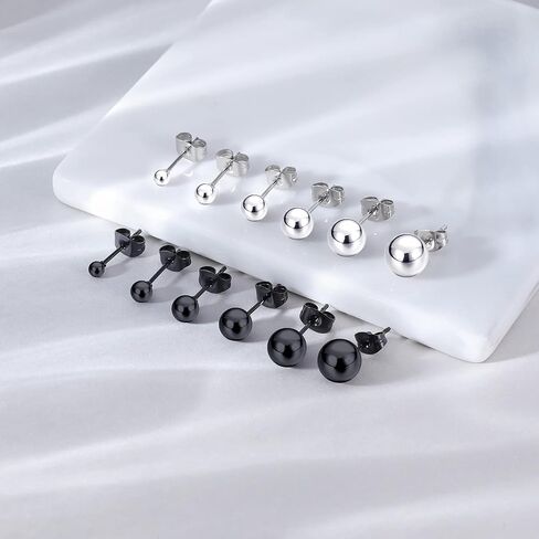 AoedeJ 6 Pairs Stainless Steel Stud Earrings Set Mens Earrings Stud Earrings for Women Hypoallergenic Mens Stud Earrings in Saudi Arabia