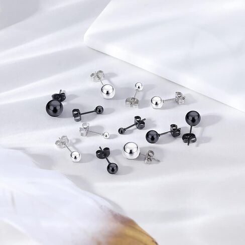 AoedeJ 6 Pairs Stainless Steel Stud Earrings Set Mens Earrings Stud Earrings for Women Hypoallergenic Mens Stud Earrings in Saudi Arabia