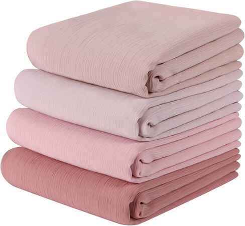 Febfim 4PCS Premium Dubai Muslim Women Chiffon Crinkle Hijab Scarf Plain Chiffon Bubble Hijab Wrap Shawl in Kuwait