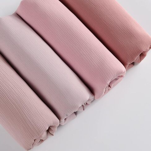Febfim 4PCS Premium Dubai Muslim Women Chiffon Crinkle Hijab Scarf Plain Chiffon Bubble Hijab Wrap Shawl in Kuwait