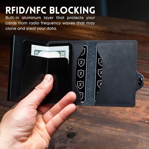 Xclusive Leather Slim Wallet for Men | Trifold RFID Wallet | Luxurious Card Holder & Minimalist Wallet with Money Clip | Blend of Luxury & Utility in Men’s Wallets in Kuwait