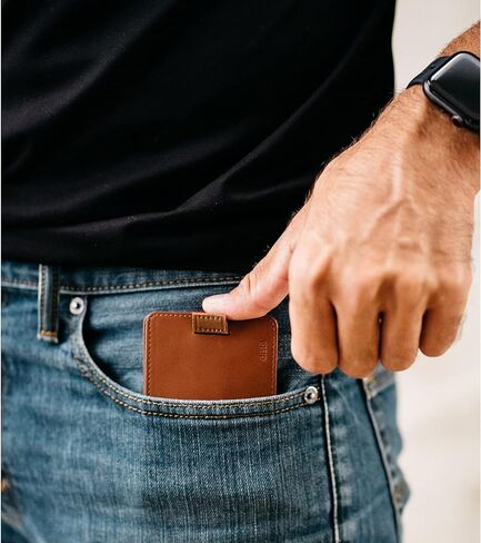 ديتيل يونيون والي بيفولد كلاسيك | محفظة جلدية مع مشبك نقود | حافظة رفيعة وبسيطة للجيب الأمامي للرجال (أسود) in Kuwait