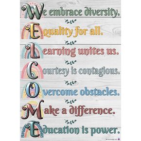 ملصق ترحيب بوهو قوس قزح - مصفح، مقاس 14 × 19.5 بوصة - ديكورات الفصول الدراسية للعودة إلى المدرسة، لافتات المتجر، ديكور المكتبة، ديكور المنزل، لوازم المعلمين لمرحلة ما قبل المدرسة ورياض الأطفال والمدرسة الابتدائية والثانوية in Kuwait