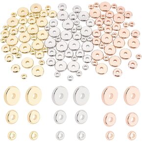 BENECREAT 108Pcs 9 Styles Brass Disc Spacer Beads, 4/6/8mm Gold Silver Rose Gold Flat Jewelry Metal Spacers for Bracelet Necklace Jewelry Crafts Making in Kuwait