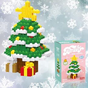 Christmas Stacking Blocks Compatible for Lego Christmas Set 4 in 1 Building Micro Blocks Set Holiday Present Box New Year Birthday Gifts for Kid 7-12 DIY Stocking Stuffers (4 in 1)