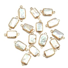 LE SKY 5 Pcs Natural Cultured Freshwater Pearl Connectors Rectangle Pearl Pendant Charms for Jewelry Making Necklace Bracelet