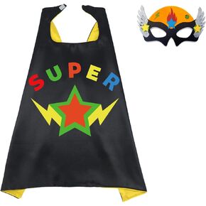 D.Q.Z Star Superhero Cape and Mask for Kids Dress Up Costume, Super Hero Toys Gifts to Boys Girls Halloween Party Favors