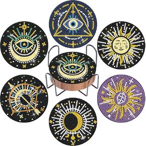 مجموعة أدوات الأكواب الماسية المكونة من 6 قطع من Heyfibro، قواعد الأكواب DIY مع حامل للبالغين والأطفال المبتدئين، لوازم فنية ماسية لهدايا المشروبات in Kuwait