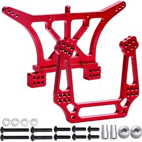 طقم برج الصدمات الأمامي والخلفي من الألومنيوم من CrazyHobby يتصاعد لـ 1/10 Traxxas Slash 2WD Rustler VXL Bandit، يستبدل الجزء 3638 3639 (أحمر)