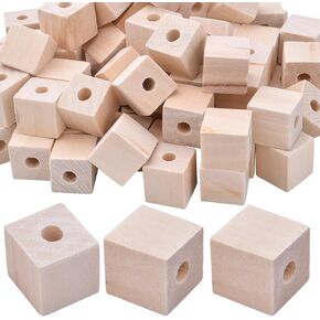 100 قطعة من مكعبات مربعة طبيعية غير مكتملة مصنوعة يدويا من الخشب والخشب للحرف اليدوية وديكورات المنزل in Kuwait
