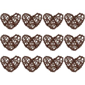 MECCANIXITY 12Pcs Heart Shaped Rattan Ball Vase Filler Natural Rattan for Valentine's Day Decoration Wedding Home Decoration Black 2.36 in