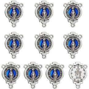 3-Hole St Benedict/Miraculous Medal/Our Lady of Guadalupe/Virgin Mary/Christ Jesus Rosary Centerpiece Connector for DIY Prayer Chaplet Necklace Jewelry Making Part