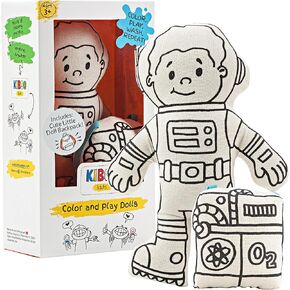 Color Your Doll - Washable Art Toy with Mini Doll Backpack and Markers - Educational Craft for Creative Play (Girl Doll with Braids)