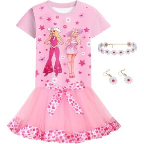 QUJQOM Costume Outfit Girls Kids Birthday Princess Tutu Dress with Necklace Earring in Kuwait
