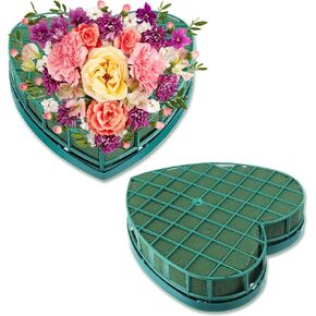 قطعتان من الطوب الزهري على شكل قلب للزفاف، مكعبات إسفنجية زهرية مقاس 12 * 13 بوصة مع صينية كأس شفط لبائع الزهور لتزيين سيارة الزفاف لوازم ترتيب الزهور in Kuwait