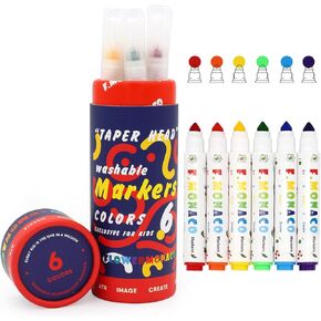 أقلام تلوين قابلة للغسل من ليبزي، 6 ألوان للأطفال الصغار من عمر 2 إلى 4 سنوات، لوازم مدرسية فنية غير سامة ذات خط عريض على شكل زهرة موناكو in Kuwait