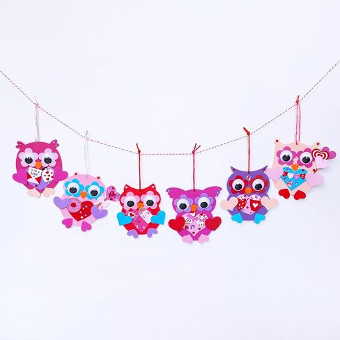 Winlyn 24 Sets Valentine's Day Craft Kits Heart Crafts DIY Valentine's Day Owl Ornaments Decorations Art Sets Foam Owl Heart Stickers for Kids Valentine's Day Party Classroom Activities Gift Exchange in Saudi Arabia