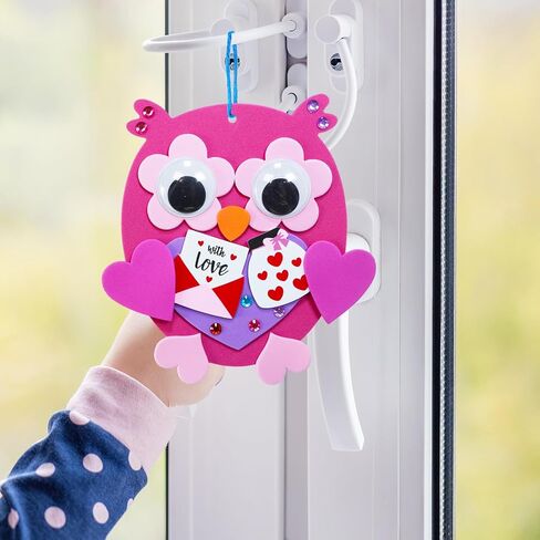 Winlyn 24 Sets Valentine's Day Craft Kits Heart Crafts DIY Valentine's Day Owl Ornaments Decorations Art Sets Foam Owl Heart Stickers for Kids Valentine's Day Party Classroom Activities Gift Exchange in Saudi Arabia